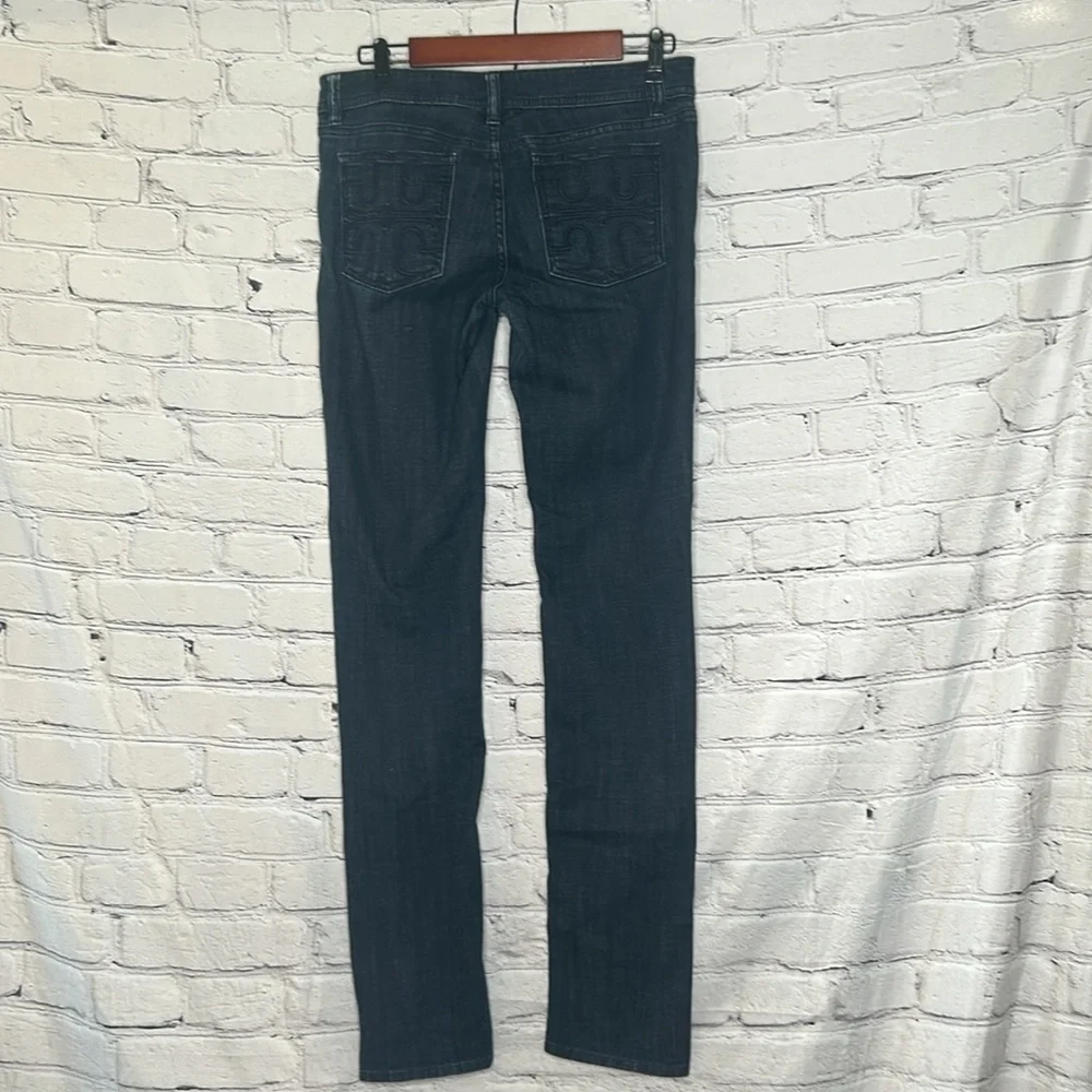 Tory Burch Tapered Leg Dark Wash Denim Blue Jeans Size 29 Excellent Condition
